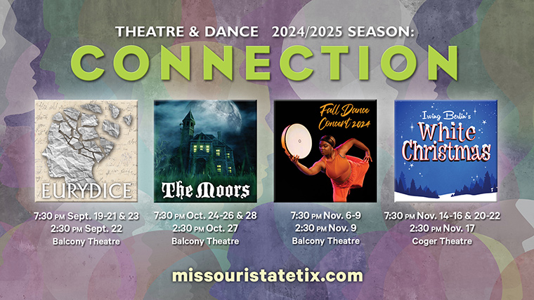 Graphic highlighting Theatre & Dance 2024-2025 Production Season "Connection"