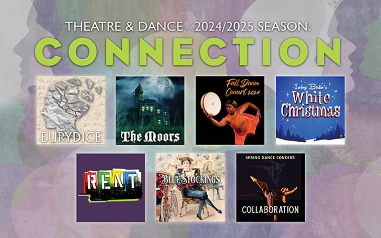 Theatre and Dance poster with all show graphics