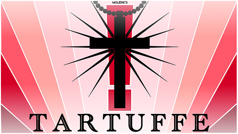 Poster for "Tartuffe" displaying cross
